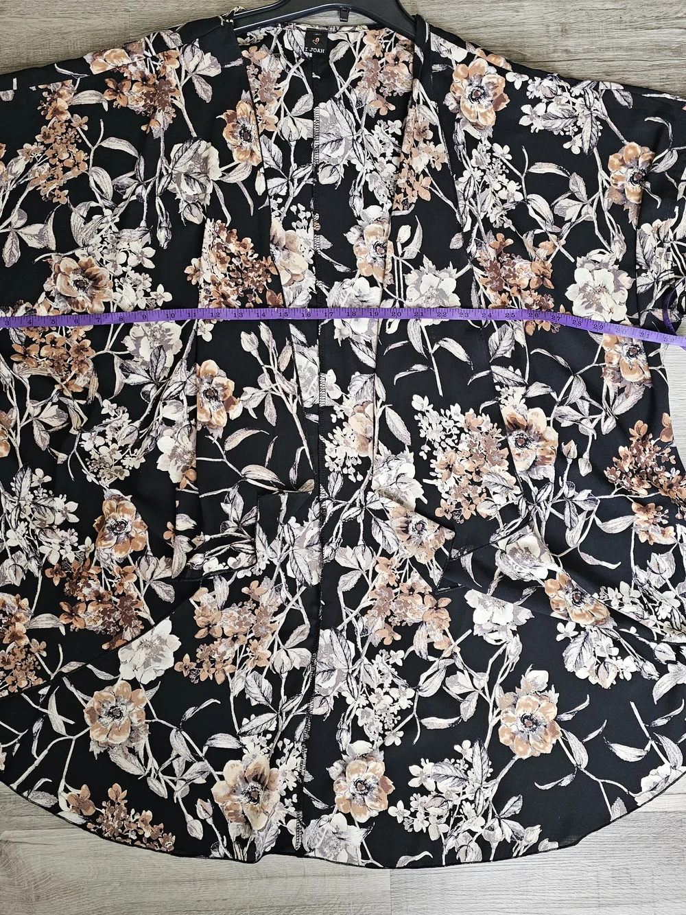 I Joah Coverup Women's Black Floral Open Front Kimono Swimwear Adult Casual